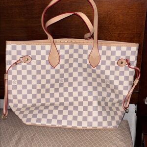 Checkered Tote Bag with Red Accents